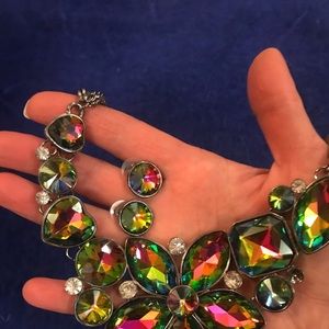 Rainbow Swarinski Crystals necklace statement new
